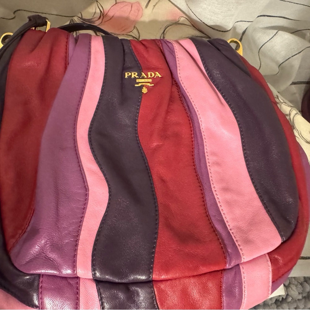 Prada Red and Pink Leather Shoulder Bag